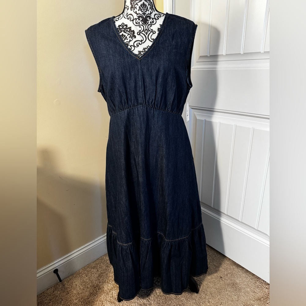 Time and Tru Dark Indigo Denim Maxi Dress